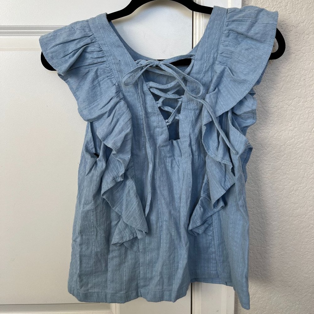 BLUE RUFFLE T-SHIRT - Picture 2 of 2